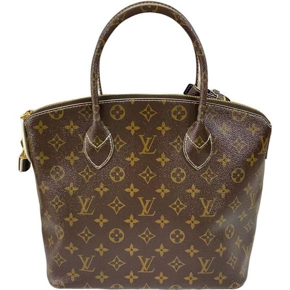 Louis Vuitton Lockit Shiny Monogram Canvas Leather Brown White Handbag - Picture 4 of 8